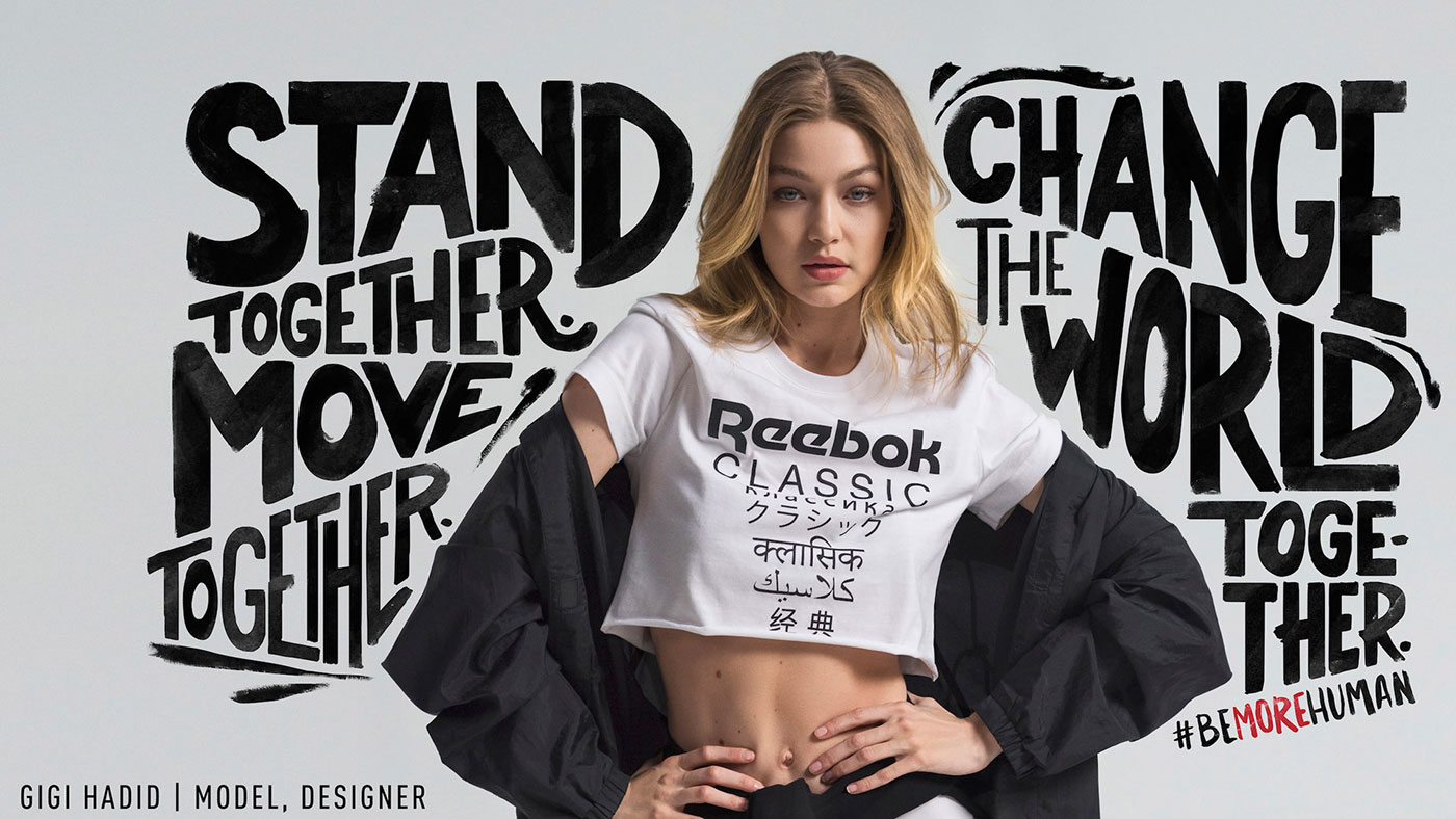 Gigi Hadid Rebook Be More Human Wheatpaste Campaign